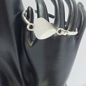 Vintage Heart Shaped Sterling Silver Bangle Bracelet Marked 925 KIM Mexico